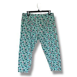 Intro Love The Fit  Capri Leggings Tummy Control Sz L Tropical Flamingo print